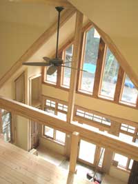 View of the great room from walkway above